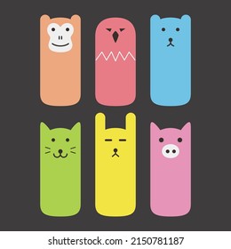 Animal face label icon design set