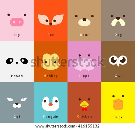 Animal face set