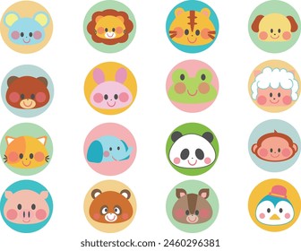 Animal face sticker illustration for children