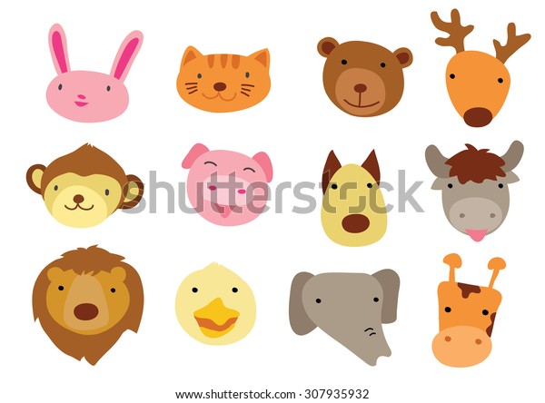 Animal Face Vector Stock Vector (Royalty Free) 307935932