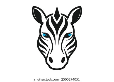 Animal Face Zebra Vector Illustration Cartoon, Clipart, and Line Art Design