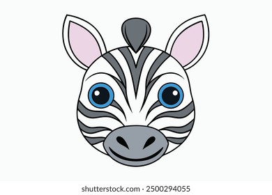 Cara de animal Ilustración vectorial de cebra de dibujos animados, Clipart y línea de diseño de arte