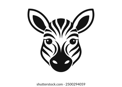 Cara de animal Ilustración vectorial de cebra de dibujos animados, Clipart y línea de diseño de arte