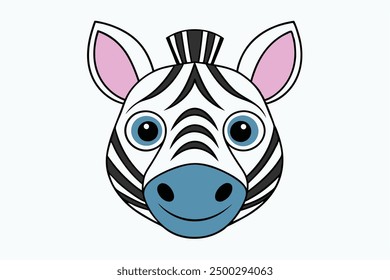 Animal Face Zebra Vector Illustration Cartoon, Clipart, and Line Art Design