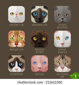 Animal faces for app icons-cats set