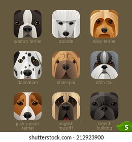 Animal faces for app icons-dogs set 4