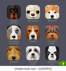 Animal faces for app icons-dogs set 3