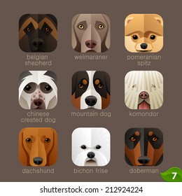 Animal faces for app icons-dogs set 6