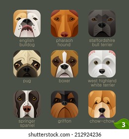 Animal faces for app icons-dogs set 2