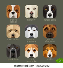 Animal faces for app icons-dogs set 5