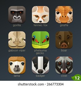 Animal faces for app icons-set 12