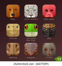 Animal faces for app icons-set 13