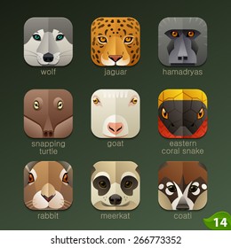 Animal faces for app icons-set 14