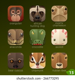 Caras de animales para iconos de aplicaciones - set 15