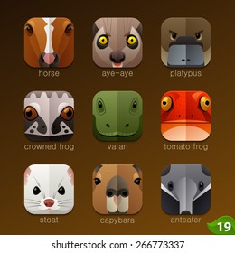 Animal faces for app icons-set 19