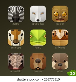 Animal faces for app icons-set 20