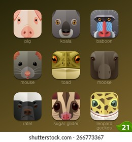 Animal faces for app icons-set 21