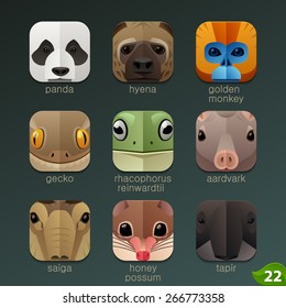 Animal faces for app icons-set 22