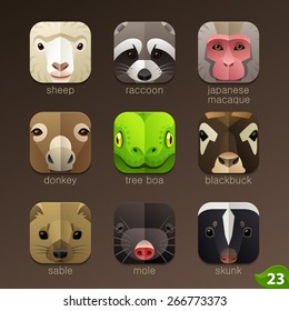 Animal faces for app icons-set 23