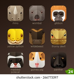 Animal faces for app icons-set 24