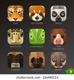 Animal faces for app icons-set 9