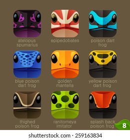 Animal faces for app icons-tree frogs set