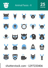 Animal Faces Filled Icons
