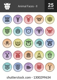 Animal Faces Filled Icons