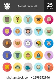 Animal Faces Flat Icons