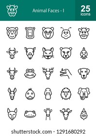Animal Faces Line Icons
