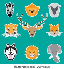 animal faces set