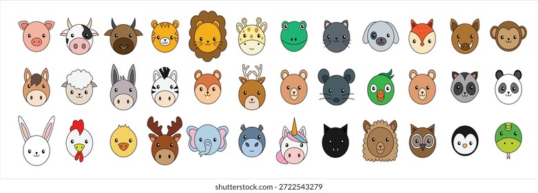 Rostros de animales establecen Ilustración vectorial