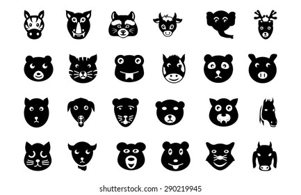 Animal Faces Vector Icons 2