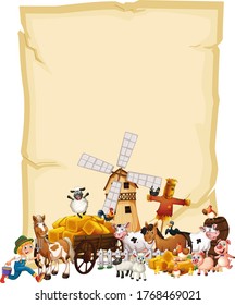 Animal farm with blank banner illustration