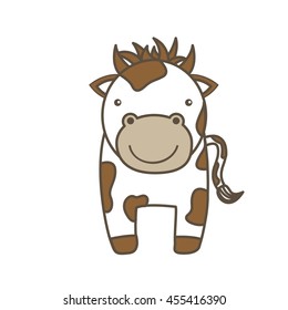 Animal farm concept represented by cow cartoon icon. Colorfull and flat illustration. 