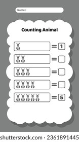 Animal Farm Counting Exercise Practice Worksheet for Kids