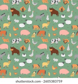 animal farm on the green background