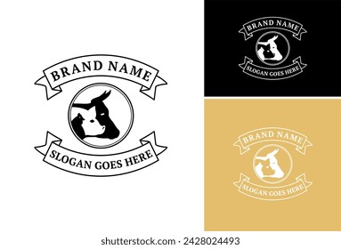 Animal Farm set logo. Cow, Pig and Chicken icon. flat design. Vector Illustration on white background.
