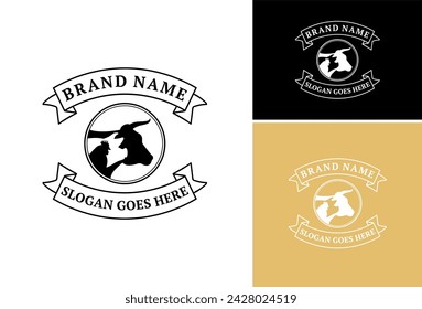 Animal Farm set logo. Cow, Pig and Chicken icon. flat design. Vector Illustration on white background.
