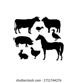 Animal farm silhouette black vector