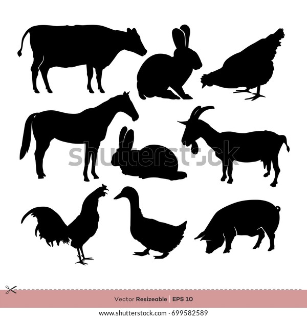 Animal Farm Silhouette Set Vector Logo Stock Vector (Royalty Free ...