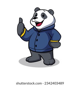 Animal Fashion Icon Concept. Cute Panda Wearing Jacket Cartoon Vector Icon Illustration