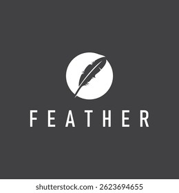animal feather logo design with minimalist black silhouette concept, product brand symbol and illustration template