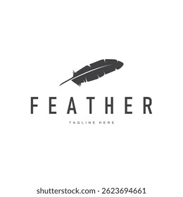 animal feather logo design with minimalist black silhouette concept, product brand symbol and illustration template