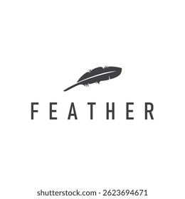 animal feather logo design with minimalist black silhouette concept, product brand symbol and illustration template