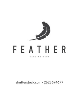 animal feather logo design with minimalist black silhouette concept, product brand symbol and illustration template