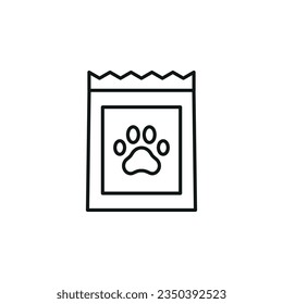 Animal feed package icon vector illustration. Bag of cat or dog food on isolated background. Food sign concept.