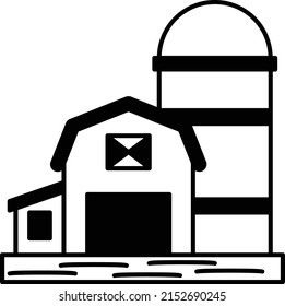 Animal Feed Silo Storage vector icon design, Farming and Agriculture symbol, village life Sign, Rural and Livestock stock illustration, Biogas Plant Concept