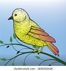 Animal figures with calligraphy forms. Bird, Sparrow