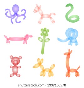 Animal figures made of balloons poster isolated on white background